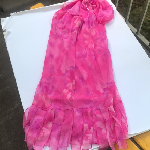 Vintage 90s Cap Sleeve Pink Midi Dress Rare Y2k Milkmaid Fairy Coquette Barbie M - Picture 8 of 17